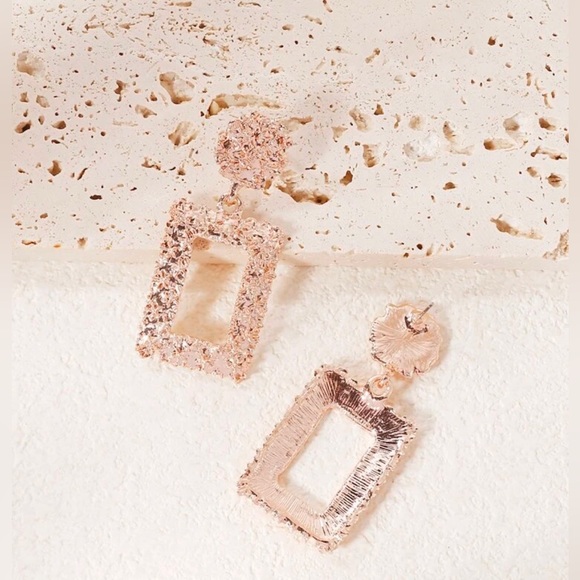 Textured Rectangle Drop Earrings - Picture 3 of 5